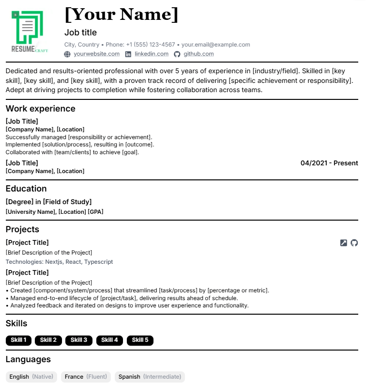 LTR resume example